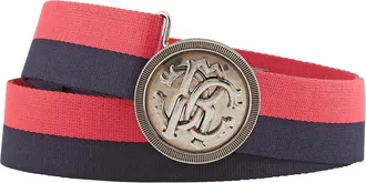Roberto Cavalli Mens Blue / Jasper / Palladium Podium Two Tone RC Monogram Belt, US Size 100 CM