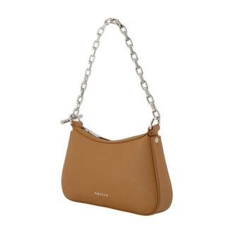 Alexander McQueen Womens T Bar Mini Shoulder Bag Brown Calfskin