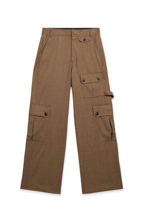 Fortela Jayda Military Cargo Wool Fresco Trousers in Beige at Nordstrom, Size 40 Eu