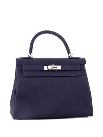 Herm&egrave;s Kelly Handbag Blue Togo with Palladium Hardware 28 satchel - women - Calf Leather - One Size