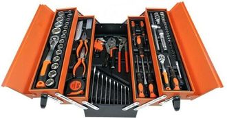 Trade Shop Trade Shop - Cassetta Attrezzi Completa Di 85 Utensili A 5 Scomparti Chiavi Cricchetti Pinze