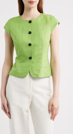 Aligne Connie Organic Cotton & Linen Blend Button-Up Top in Apple Green at Nordstrom, Size 4