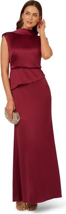 Adrianna Papell Womens Satin Crepe Midi Dress - Red - Size 12 UK