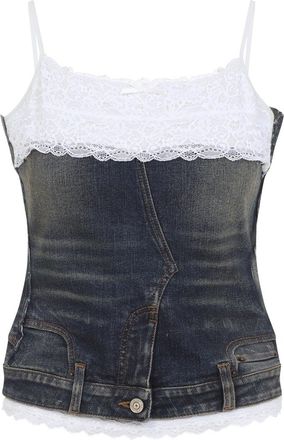 Balenciaga Blue Patched Cotton Top-Donna