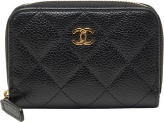 Chanel Black Grained Calfskin Coin Purse/Coin Case (Pre-Owned)