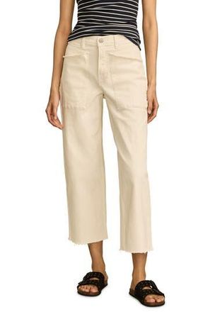Lucky Brand Legend Raw Hem Patch Pocket Crop Wide Leg Jeans in Bright White at Nordstrom Rack, Size 29