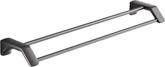 OEM Toallero Doble Plegable De Pared En Acero Inoxidable, Acabado Gris Cepillado, 50 Cm De Largo