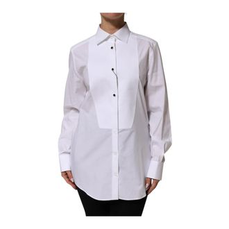 Dolce & Gabbana Tuxedo Bib Long Sleeve Dress Shirt - female - Dolce & Gabbana - Shirts - White - S - Blouses & Shirts