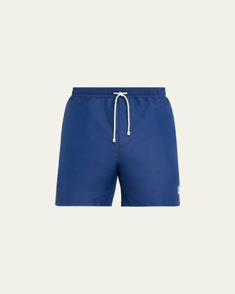 Brunello Cucinelli Mens Solid Swim Trunks with Logo