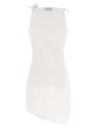 Coperni Asymmetric Floral Dress - White