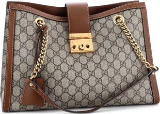 Gucci Padlock Chain GG Coated Canvas with Leather Medium tote bag - Bruin