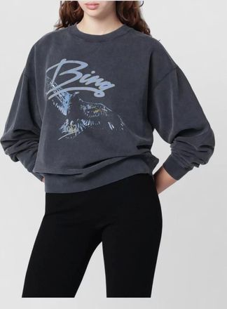 Anine Bing crew neck long sleeve graphic print top