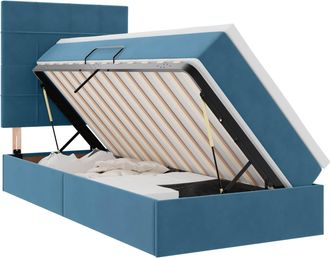 vidaXL Letto Con Contenitore Led E Materasso Blu Scuro 90 X 200 Cm Vidaxl