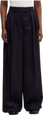 Anine Bing Lou Trouser - Dames - Wijde Broeken - Blauw - M - Wol - Broeken