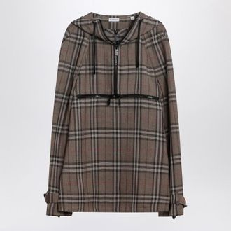 Burberry Half-Zip Jacket With Check Pattern In Blend