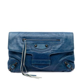 Balenciaga Pre-owned Balenciaga Lambskin Motocross Classic Envelope Clutch Ladies LFZMPKBJD682N2U8
