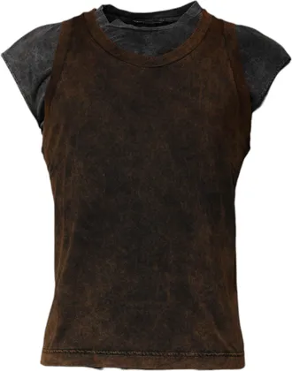 Dolce & Gabbana Mens Brown Cotton Round Neck Sleeveless T-Shirt
