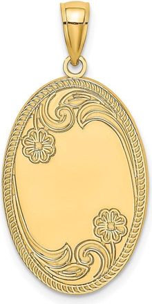 Diamond2Deal 14k Yellow Gold Floral Oval with Engravable Center Charm Pendant