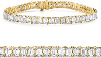 Pompeii3 10 - 30Ct Emerald Cut Diamond Tennis Bracelet 14k Gold Lab Grown 7