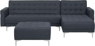 Beliani Beliani - Sof&aacute; Esquinero 4 Plazas De Poli&eacute;ster Gris Oscuro Plateado Izquierdo Con Otomana Chaise Longue Aberdeen