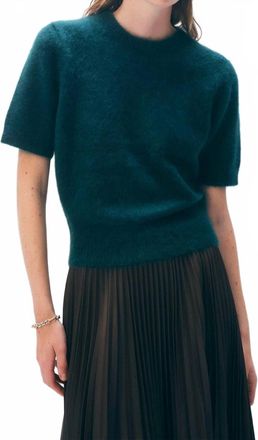 White + Warren Brushed Cashmere Tee In Tealwood Green