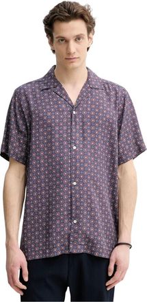 Les Deux Foulard AOP SS Shirt - Heren - Korte mouwen Overhemden - Paars - 2XL - Overhemden