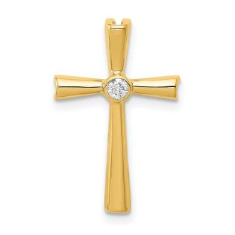 Diamond2Deal 10k Yellow Gold AA Diamond Cross Pendant