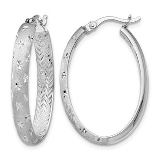 Diamond2Deal Sterling Silver In/Out Diamond-cut Oval Shape Earrings