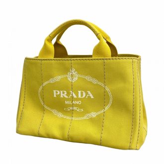 Prada Yellow Canvas Tote Bag (Pre-Owned)