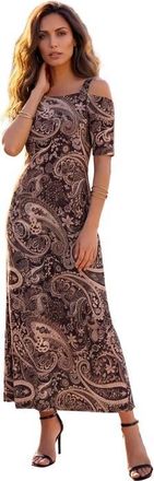 Roaman's Plus Size Cold Shoulder Maxi Dress in Black Paisley at Nordstrom, Size 28