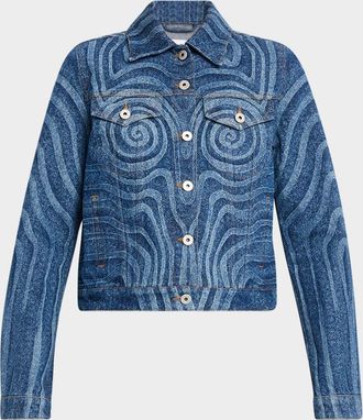 Jean Paul Gaultier Spiral-Print Denim Jacket