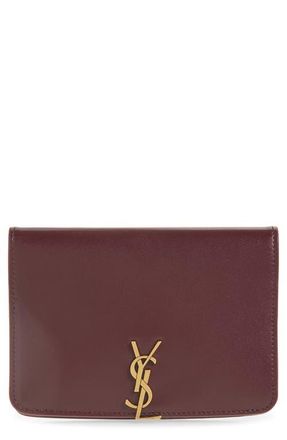 Saint Laurent Voltaire Box Leather Passport Case in Hot Wine at Nordstrom