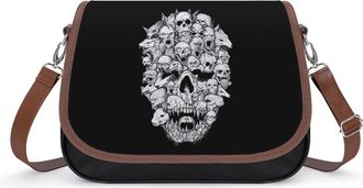 Generic Animal Skull Angry Crossbody Bag Womens Handbag PU Message Bags Shoulder Purse with Adjustable Strap