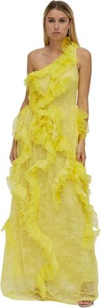 Ermanno Scervino Jurk van kant en tule - Dames - Avondkleed - Geel - XS - Tule - Kleedjes