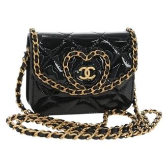 Chanel Pre-owned Vintage Patent Leather Crossbody Bag - Dames - Pre-owned - Zwart - Maat: ONE Size Leer