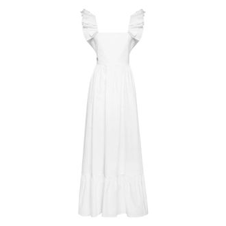 Philipp Plein Lange Jurk - Dames - Avondkleed - Wit - XS - Katoen - Kleedjes