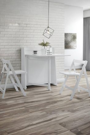 Julian Bowen Helsinki 2 Seater Compact Drop Leaf Dining Set with Folding Chairs in White
