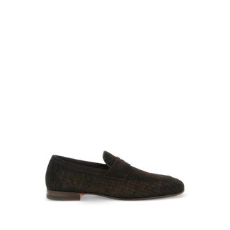 Santoni Carlo Woven Leather Loafers
