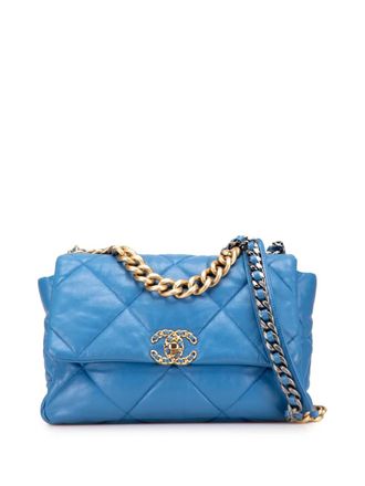 Chanel 2020 Large Lambskin 19 Flap satchel - Blue