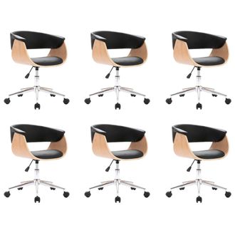 vidaXL Sillas De Comedor Giratorias 6 Unidades Cuero Sint&eacute;tico Negro Vidaxl