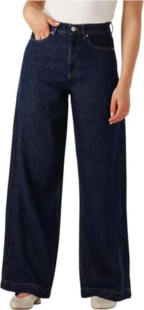 Moss Copenhagen Hoge Taille Elegante Blauwe Broek - Dames - Loose Fit Jeans - Blauw - XL - Jeans