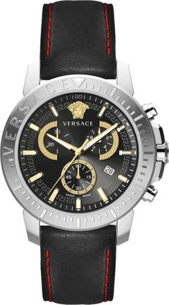Versace Nieuwe Chrono Leren Chronograaf Horloge - Heren - Horloges - Grijs - ONE Size - Accessoires
