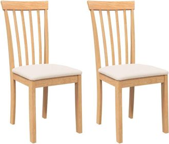 vidaXL Vidaxl - Sillas De Comedor Con Cojines 2uds Madera Maciza Natural Caucho
