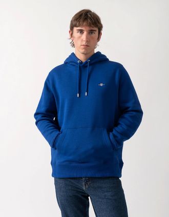 GANT Mens GANT Mens Regular Fit Shield Logo Pullover Hoodie - 442 Vintage Blue - Size: 38