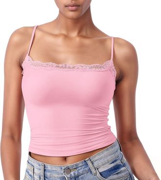 Generic Womens Basic Double Lined Scoop Neck Tank Tops Adjustable Cami Tank Summer Sleeveless Tops 2025