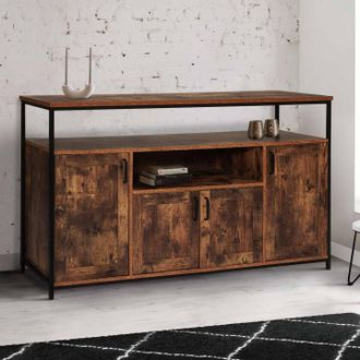 IDMarket Dayton Aparador De 4 Puertas Con Hornacina Efecto Envejecido De Dise&ntilde;o Industrial 140 Cm