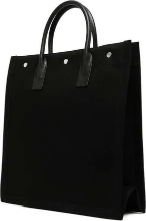 Saint Laurent Rive Gauche Logo Tote Bag Black >