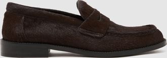 Reiss Chocolate Pony-hair Penny Loafers, X09