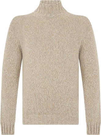 Fedeli Coltrui Sweater - Heren - Coltruien - Beige - L - Wol - Truien & Vesten