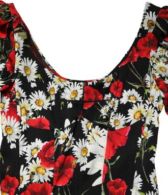 Dolce & Gabbana Womens Floral Silk Gown Black Elastane